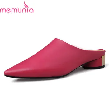 

MEMUNIA 2020 new arrival genuine leather summer shoes outside slipper shoes pointed toe shallow fashion party shoes woman