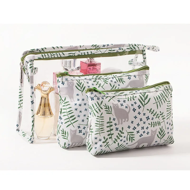 المنظم للمرأة للماء PVC فلامنغو التجميل حقيبة 3 قطعة/دعوى السفر ماكياج حقيبة كيس منظم التجميل حقيبة مستحضرات تجميل