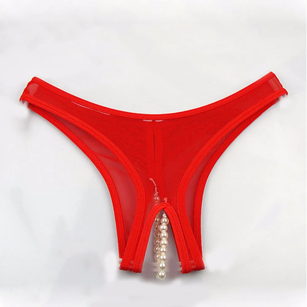 Transparent Women's Lace Seamless G-String Panties with Sexy Pearl Embellishment image 5