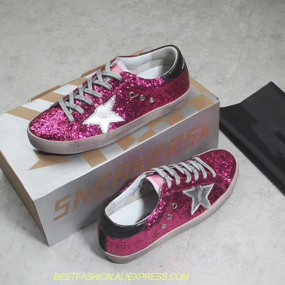

Do Old Stars Dirty Shoes Red Glitter Women Shoes Rome Style Shoes Casual Flats Star Casual Lace Up Round Toe tenis feminino