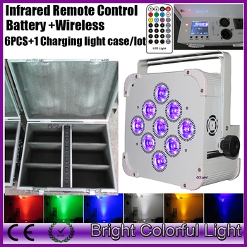 

6XLOT with flight case infrared remote control wireless dmx battery power led lighting led wash uplight for wedding&fancy