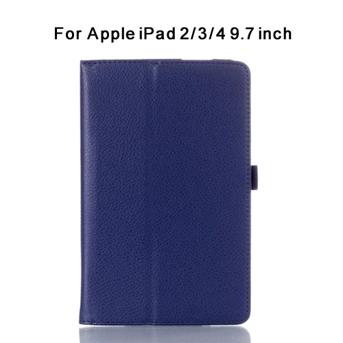 Стенд кожаный чехол для Apple iPad 2/3/4 A1395 A1396 A1397 A1416 A1430 A1403 A1458 A1459 A1460 кожаный чехол для Apple iPad2 iPad3 iPad4 - Цвет: For iPad 234-Dblue