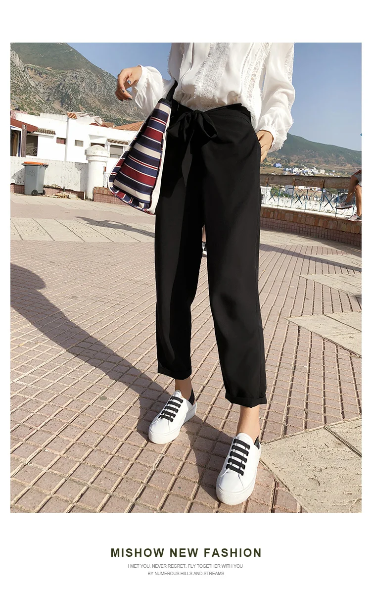 Mishow женские твердые брюки новая коллекция осенний наряд свободные прямые высокой талией повседневные шаровары MX18C2532