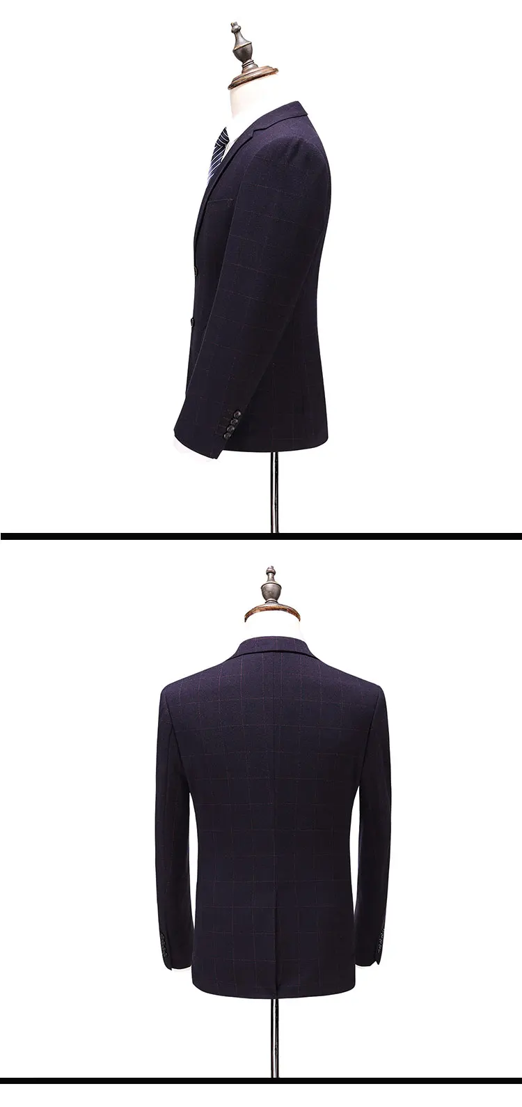 Куртка+ жилет+ брюки) Новое поступление мужские высококачественные модные повседневные клетчатые Костюмы мужские деловые классические костюмы размер s-3XL