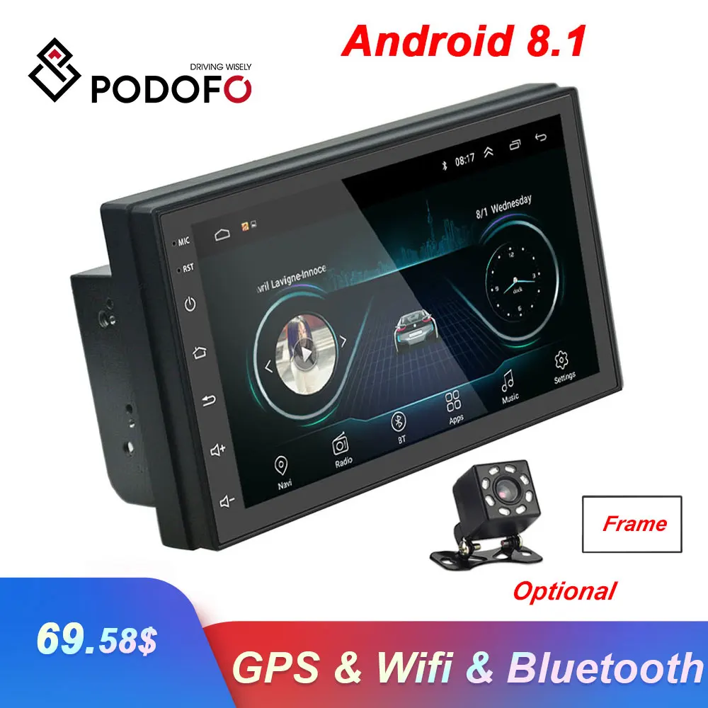 

Podofo 2 Din 7'' Android Car Radio GPS Bluetooth MP5 Multimedia player FM WIFI Auto Audio Universal Backup Monitor Autoradio
