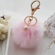 Sale 2016 New Rabbit Fur Ball Keychain Bag Plush Car Key Ring Car Key Pendant Fast Shipping Feida