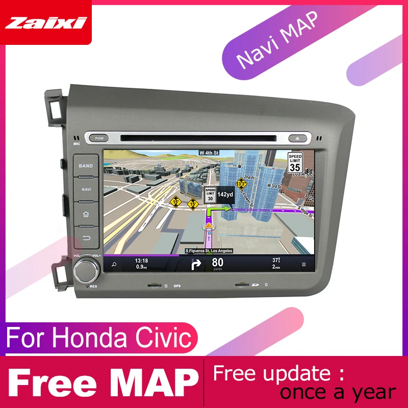 Cheap ZaiXi android car dvd gps multimedia player For Honda Civic 2012~2015 car dvd navigation radio video audio player Navi Map 2