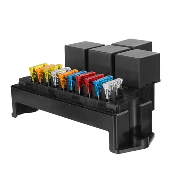 

Universal Plastic Automotive Blade Fuse Assortment Car For Boat 10 Way Circuit Standard Blade Fuse Box Block Holder Set 12V 80A