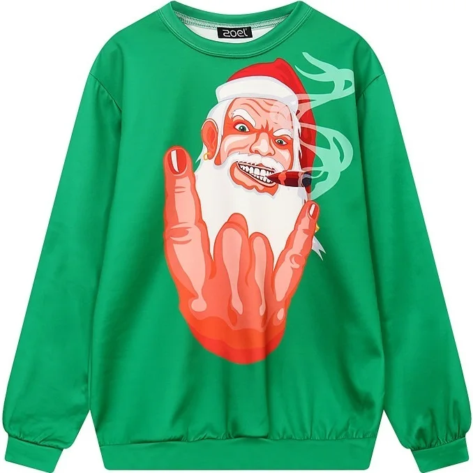 Cromoncent Womens Printed Striped Thicken Santa Slim Pullover Sweatshirts