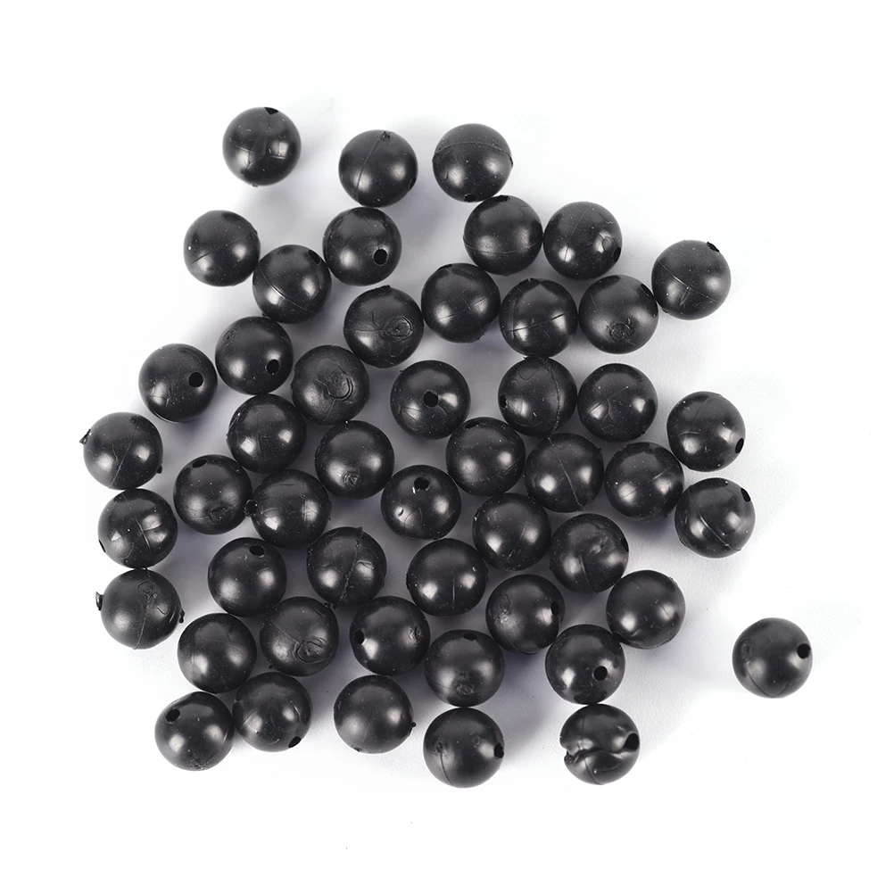 8mm Diameter 50pcs Soft Carp Fishing Beads Black Round Floating Rig