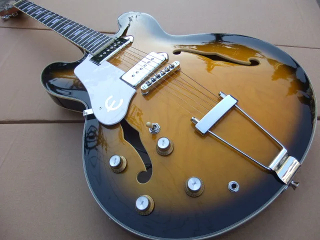 

Free Shipping Left handed semi hollow electric guitar John Lennon es 335 top quality in sunset 101029