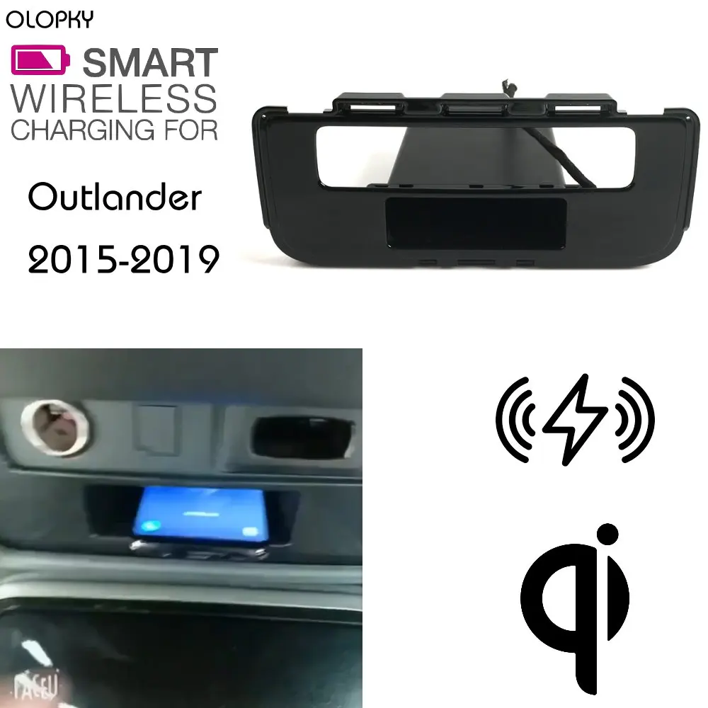 OLOPKY For Mitsubishi QI Wireless charging Hidden charger Phone Holder Storage Outlander 2015~2019 | Автомобили и мотоциклы