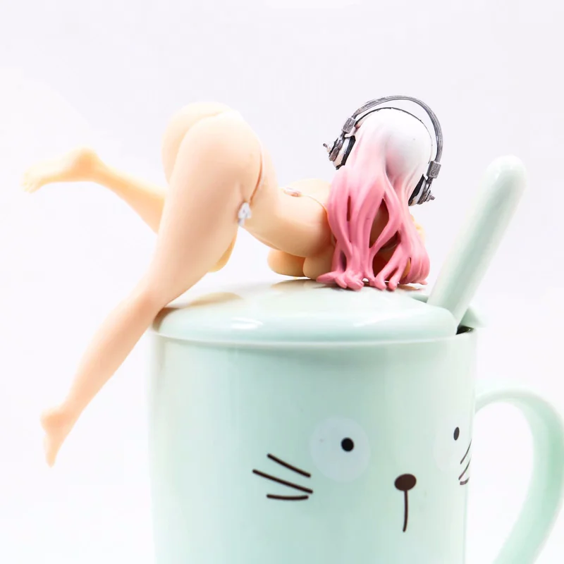 Action Figure SUPERSONICO Super Sonico Sexy Swimsuit Bikini Bend Over Cup 10cm PVC Swimwear Beach Queens Doll Gift Model Anime