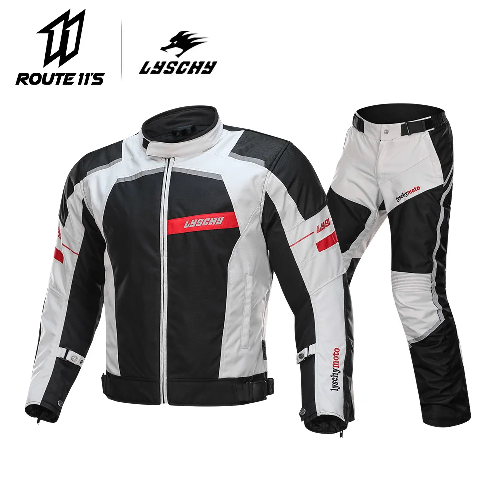 

LYSCHY Summer Black Reflective Motorcycle Jacket Protective Men Motorbike Motocross Racing Coat Sportswear Gear Clothing