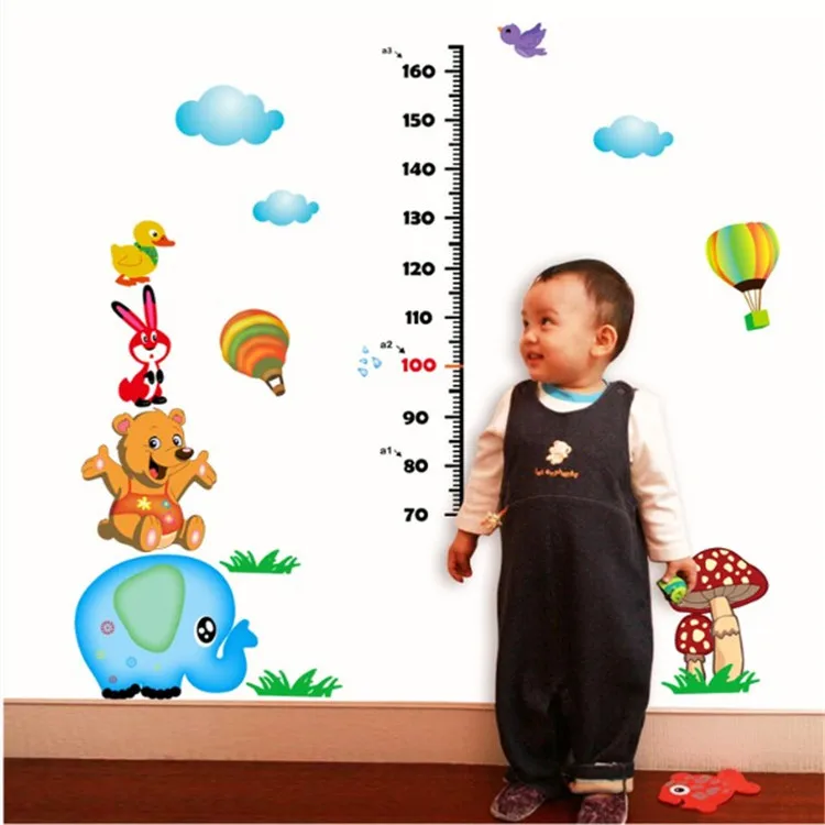 Children Height Growth Chart Cartoon Wall Sticker Baby Room Wall