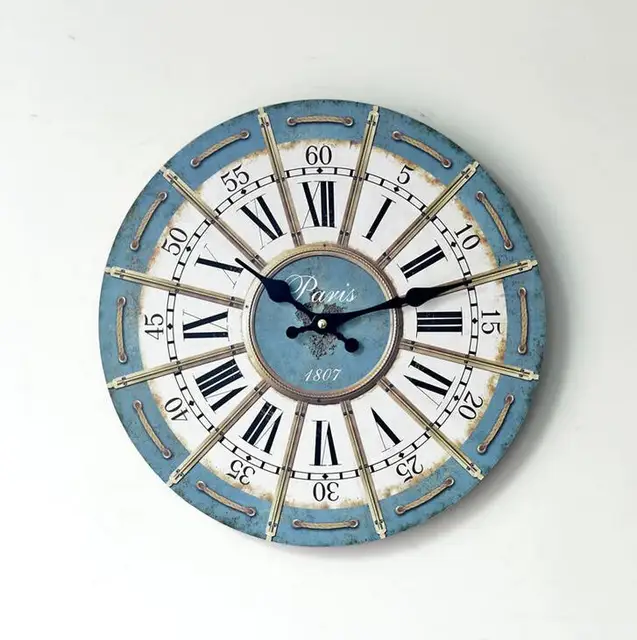 Vintage Creative Roman Pattern Wood Digital Wall Clocks Home Office