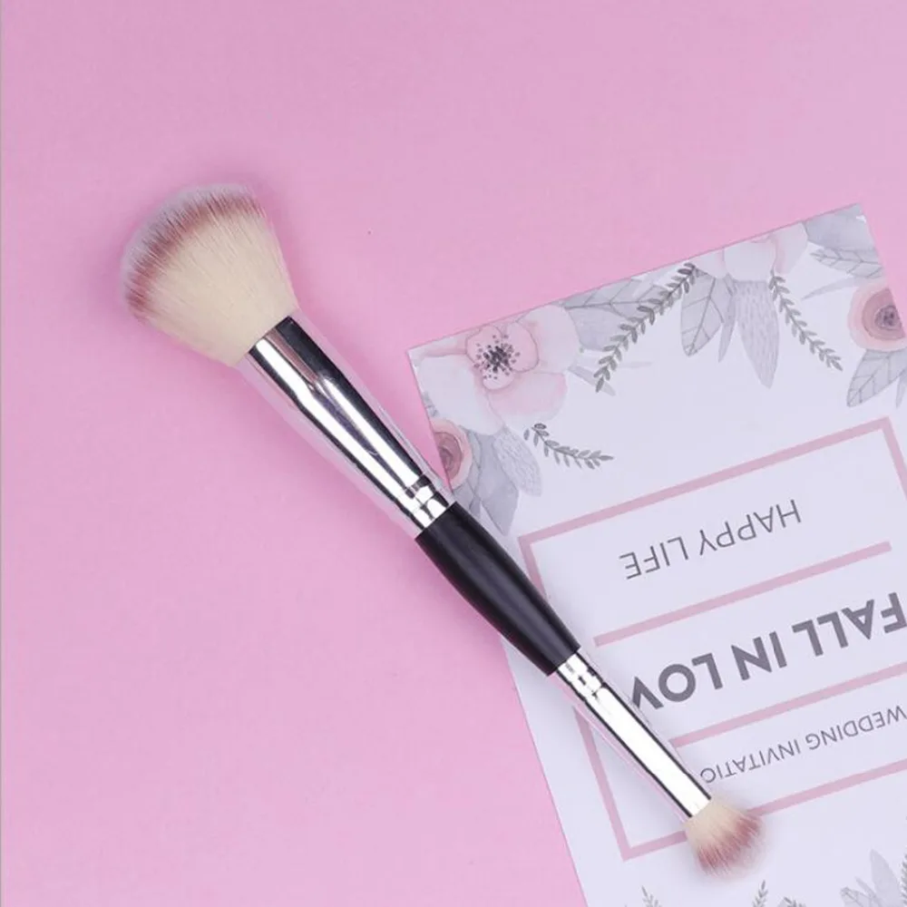 1pcs 2 In 1 High Quality Double Head Makeup Brush Face Blush Powder High Gloss Brush Beauty Cosmetic Tool