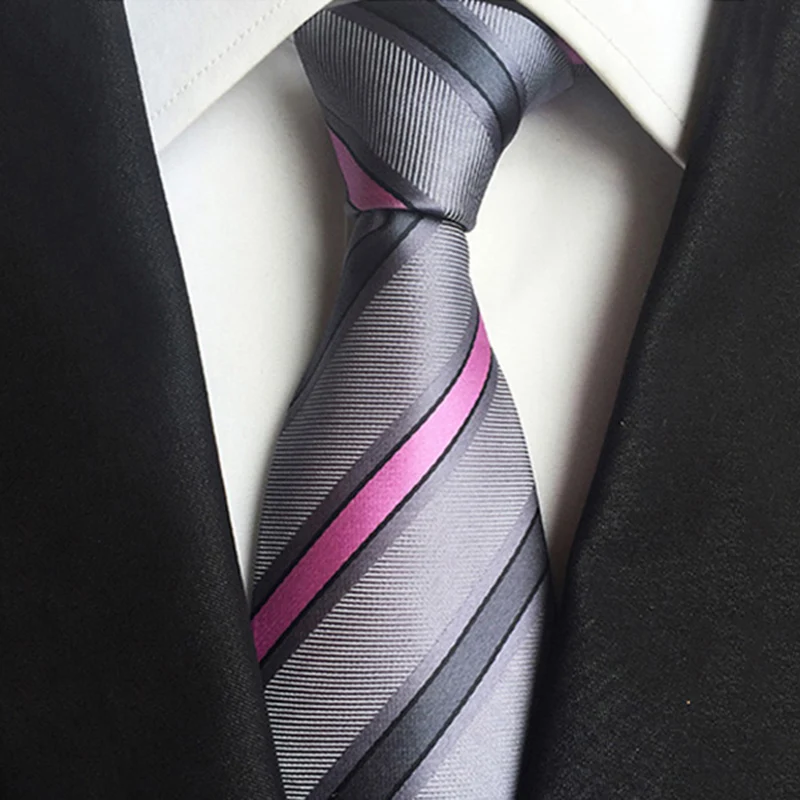 

Men Tie Business 8CM Striped Necktie Mens Wedding Parties Dress Jacquard Ties Gray Cravats Male Accessories gravatas para homens