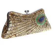 Neue Frauen Abendtaschen Party Hochzeit Taschen Pfau Pailletten Perlen Frauen Geldbeutel und Handtaschen Damen Tageskupplungen
