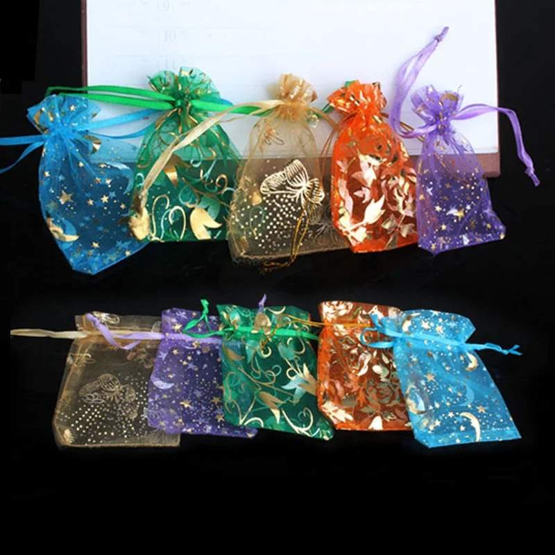 50 шт./лот, подарочные сумки из органзы, разноцветные яркие сумочки для вечеринки, свадебные сувениры, упаковка, свадебные украшения, Suppli