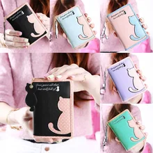 Cartoon Katze Stil Geldbörse Mode Nette frauen Brieftasche Bifold Pu-leder Geldbörse Frauen Kupplung Handtasche