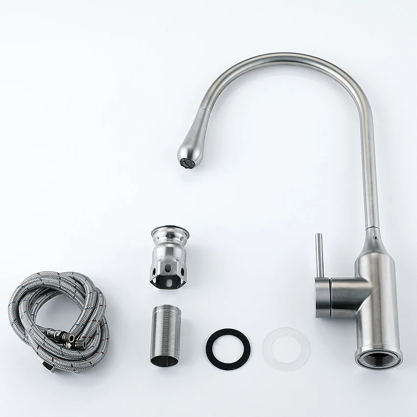 kitchen faucet mixer cold and hot sink tap stainless steel brushed faucets home Water drop shape new design