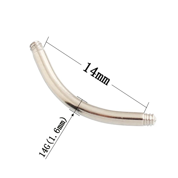 14 г(1,6 мм) пирсинг для тела сделай сам из нержавеющей стали с винтовой резьбой дуговой стержень запасная часть пупка кольцо для бровей гвоздь 10 штук в партии - Окраска металла: 14mm