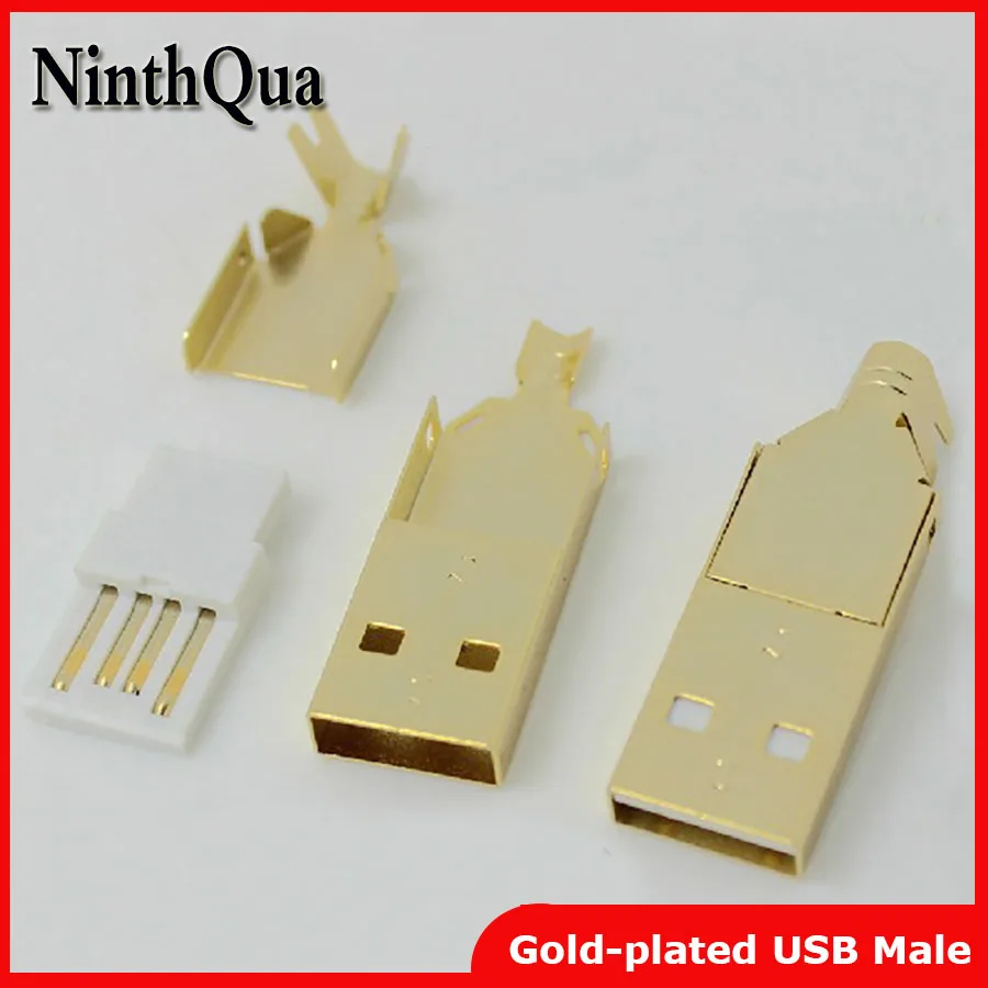 5 шт./лот usb разъем с золотым покрытием DIY USB 2 0 тип A штекер провод