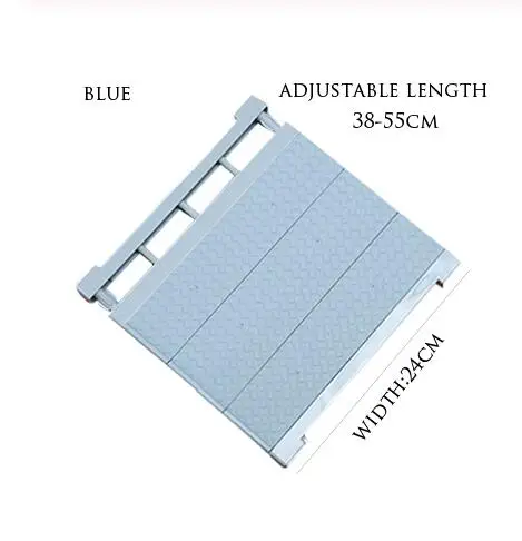 Регулируемый шкаф, органайзер для хранения полки Экономия пространства шкаф Держатели к полкам выдвижной шкаф контейнеры - Цвет: Blue 38-55cm