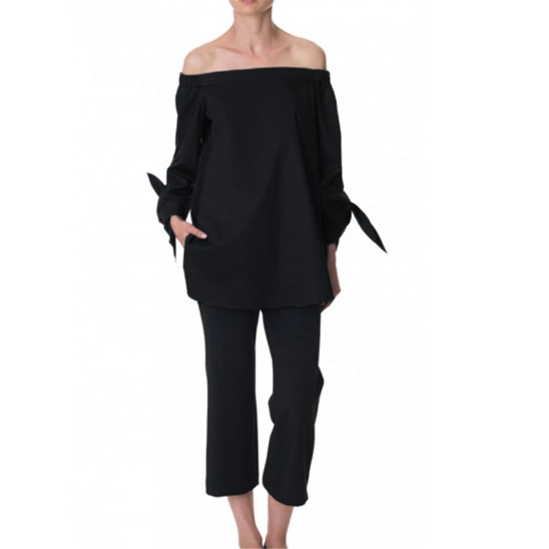 Gladiolus Off Shoulder Top Women Shirts Sexy Slash Neck Bow Tie Sleeve Loose Casual Shirt Women Blouse Blusas Mujer De Moda 2018 (17)