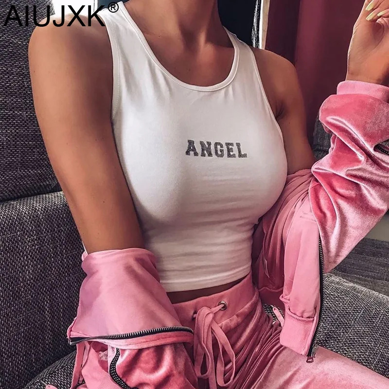 AIUJXK надпись Ангел укороченный Топ для женщин 2019 мода новая футболка вечеринок