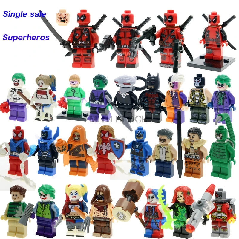 

Legoing Super Heroes Deadpool X-Men Suicide Squads Harley Quinn Batman Joker Figures Single Sale Legoinglys Building Blocks