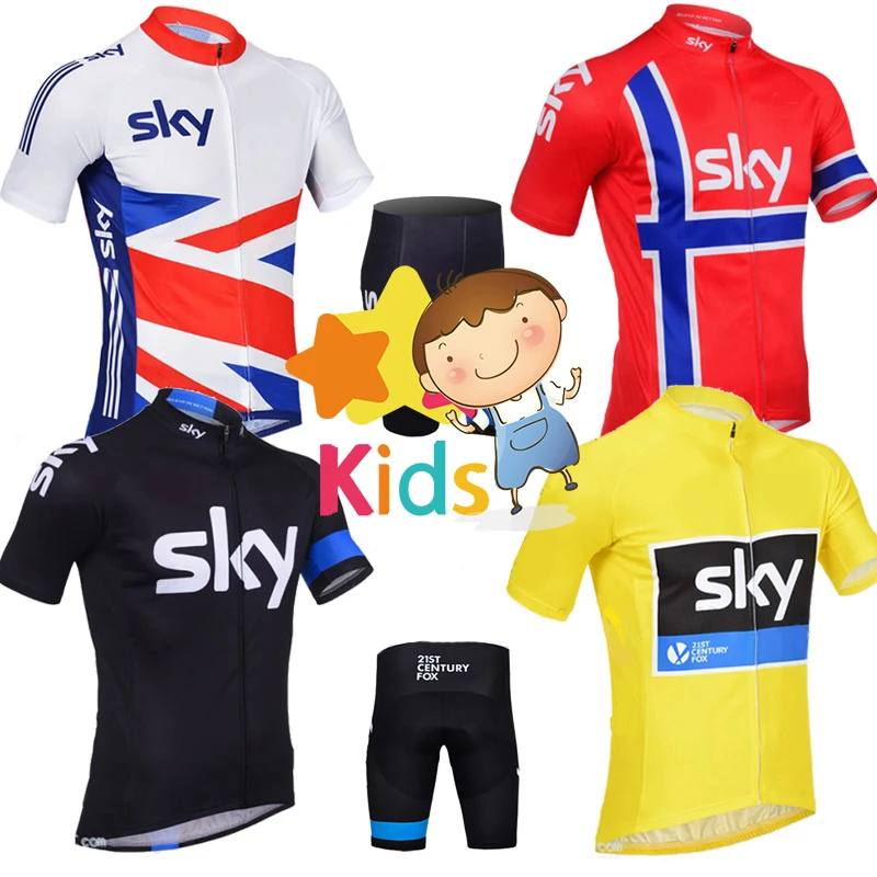 

2018 sky Cycling Clothing for Kids Cycling Jersey Sets Children Short Sleeve Tops Shorts Boys MTB Bike Wear Sports Ropa Ciclismo