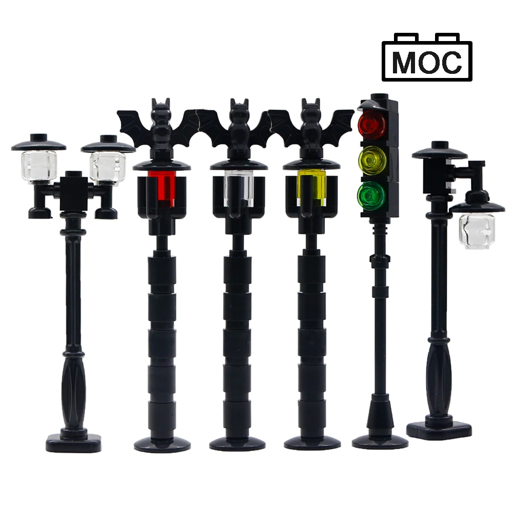 City Building Blocks Signal Light Street Lights Lamp Post Train Station Accessories MOC Brick Toys Compatible LegoINGlys Friends (8)