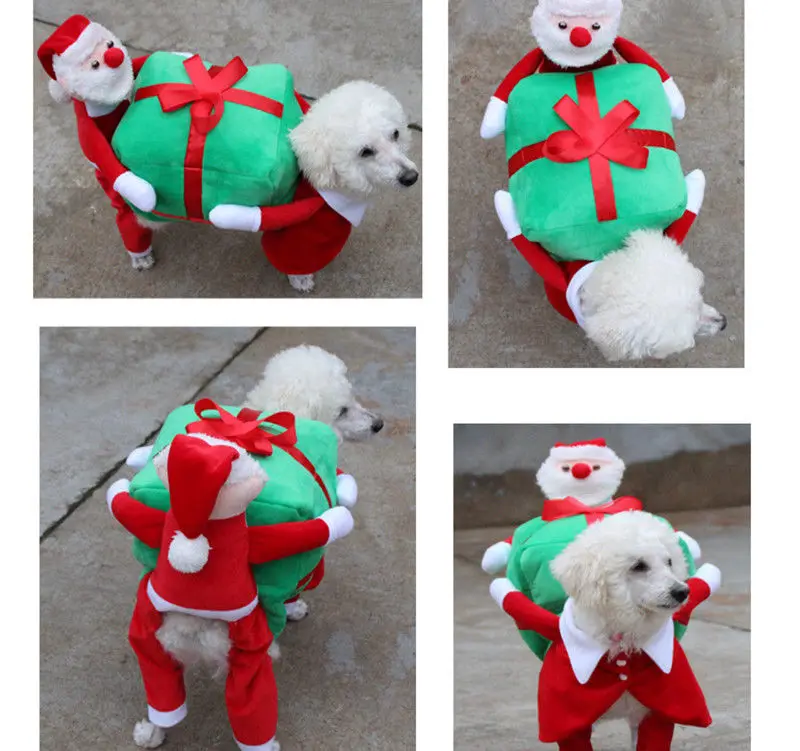 Рождественская Милая одежда для домашних животных, свитер Санты для собак, рубашка для щенков, кошек, пуловер с капюшоном, костюм