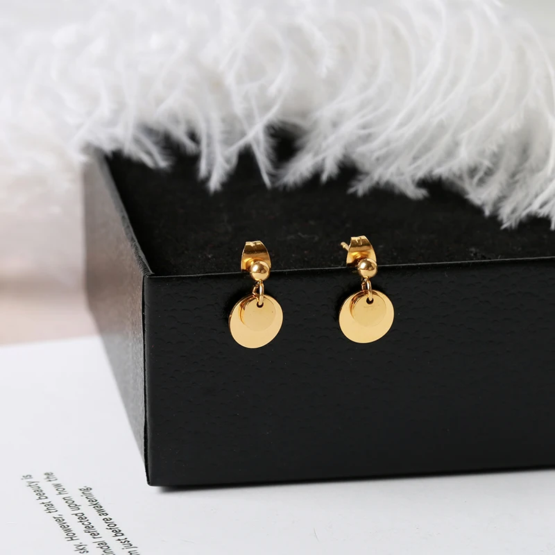 

YUN RUO 2018 New Arrival Fashion Simple Round Stud Earring Line Rose Gold Color Woman Gift Titanium Steel Fine Jewelry Not Fade