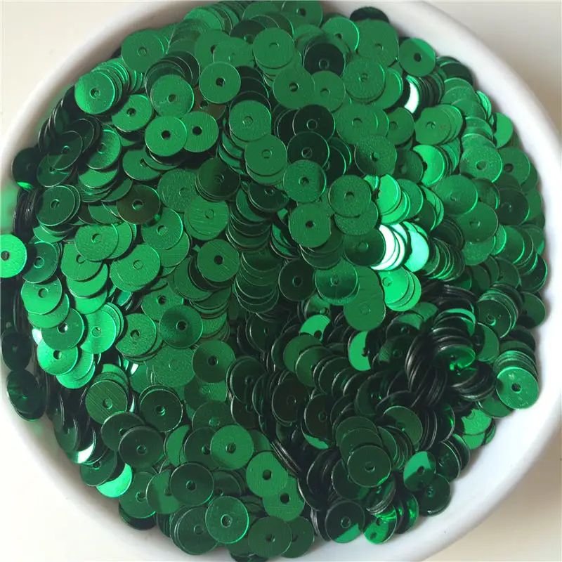 

6mm 2400pcs Flat Round Sequin Loose Paillette Sewing Garment Dress Bags Shoes DIY Decoration Sparkles Green Sequins for Crafts