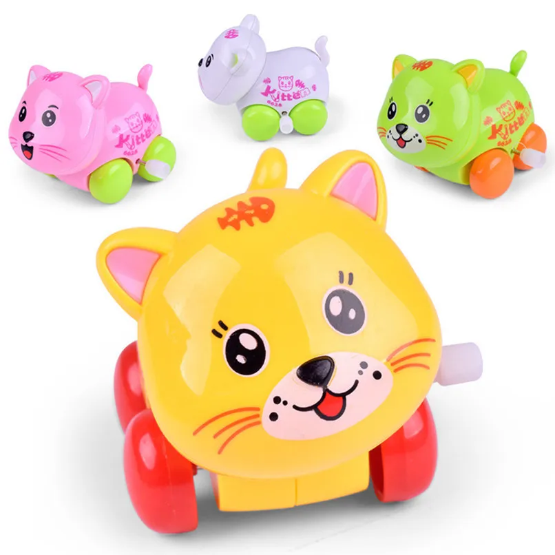 

Random Color Education Toy Clockwork Wind Up Cartoon Cat Toy Kids Early Education Developmental Puzzle Toy wholesale JE19#F