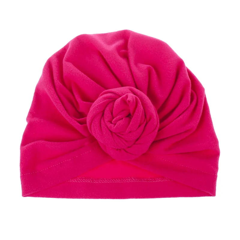 REAKIDS, дизайн, милая хлопковая детская шапка, мягкая шапка-тюрбан с узлом для девочек, летняя шапка в богемном стиле, детская шапка для новорожденных девочек и мальчиков - Цвет: B Rose red