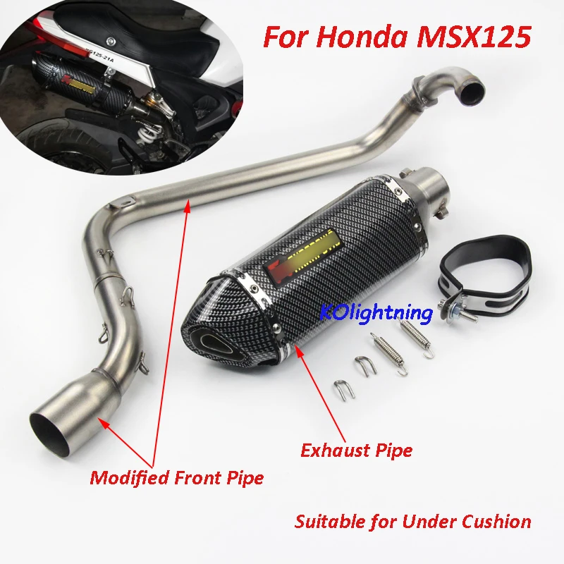 

Slip on Motorcycle Full Exhaust System Whole Set Pipes Connecting Front Pipe Link Tube Fits Under Cushion for Honda MSX125
