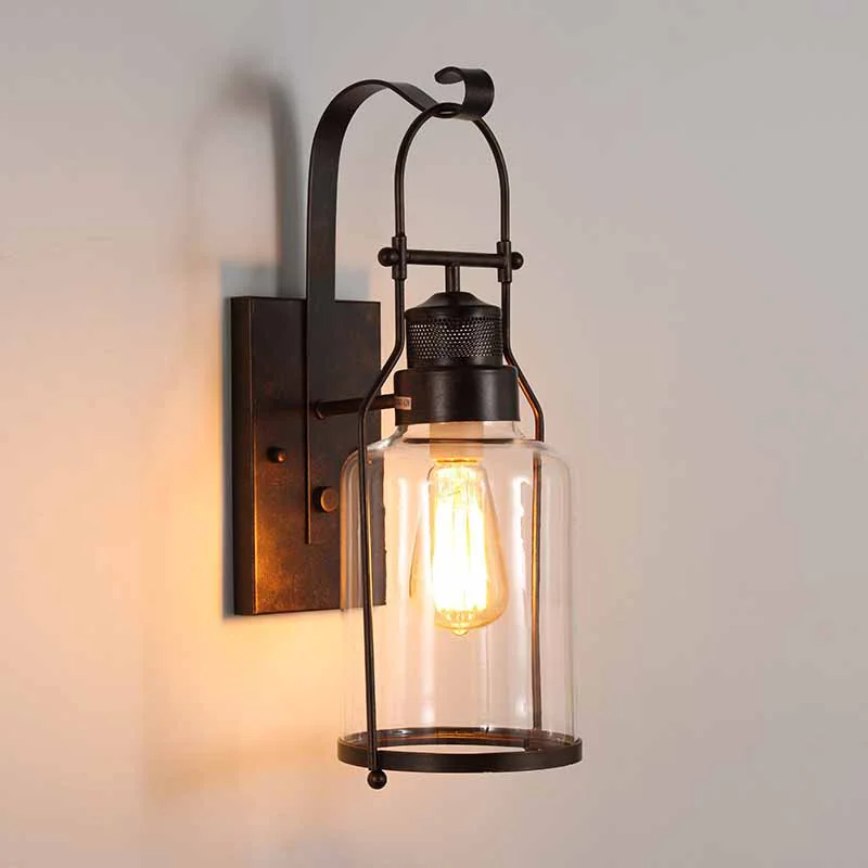 

loft vintage retro iron wall lamp for living room bar glass balcony wall lamp