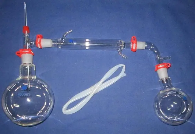 Uxcell Distillation Adapter, 90 Degree 24/40 Borosilicate Glass Outer And Inner Joint Adapter For Laboratory 1 Pcs 9 4mm 0 37