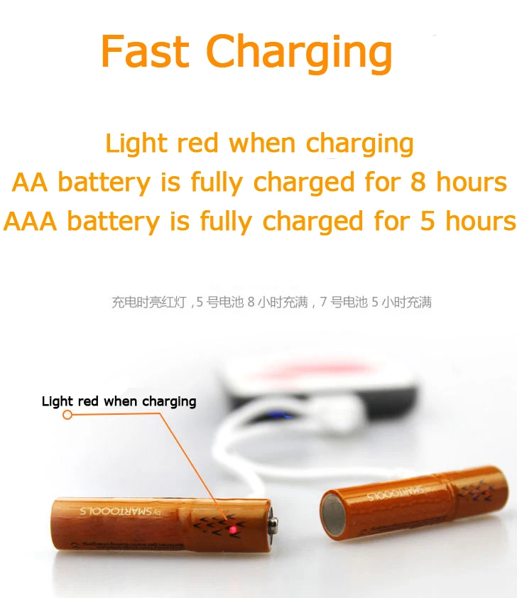 Smartoools 2/4 батарейки типа АА 1000 mah аккумуляторная батарея аа заряжается от USB металл