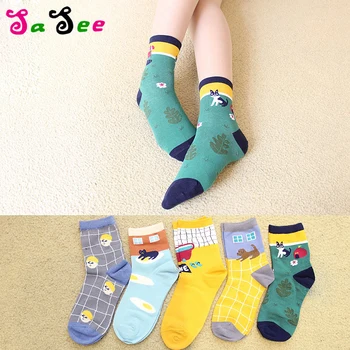 

12 Pairs Quality Japanese Pastoral Harajuku Animals Combed Cotton Cute Socks Women Female Girls Cartoon Meias Funny Happy Socks