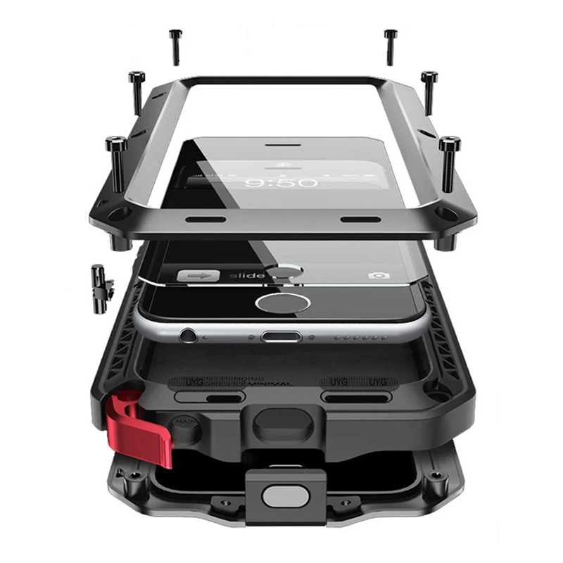 Koop Klassieke luxe metal case voor iphone 6 6s plus armor outdoor shockproof aluminium leven case cover heavy duty volledige proof