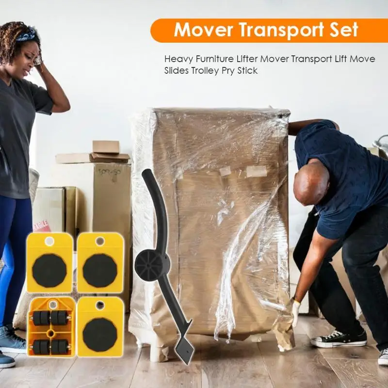 Home Trolley Lift And Move Slides Kit Easily System For Heavy Furniture 4 PC Rollers & 1PC Furnitur