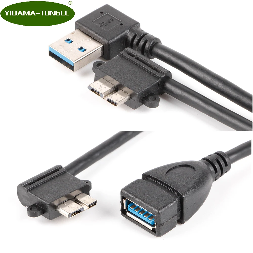 

USB3.0 Female to Micro USB Adapter Cable Black USB 3.0 Left Right Angle Type A Male to Micro B Male Connector FOR Computer