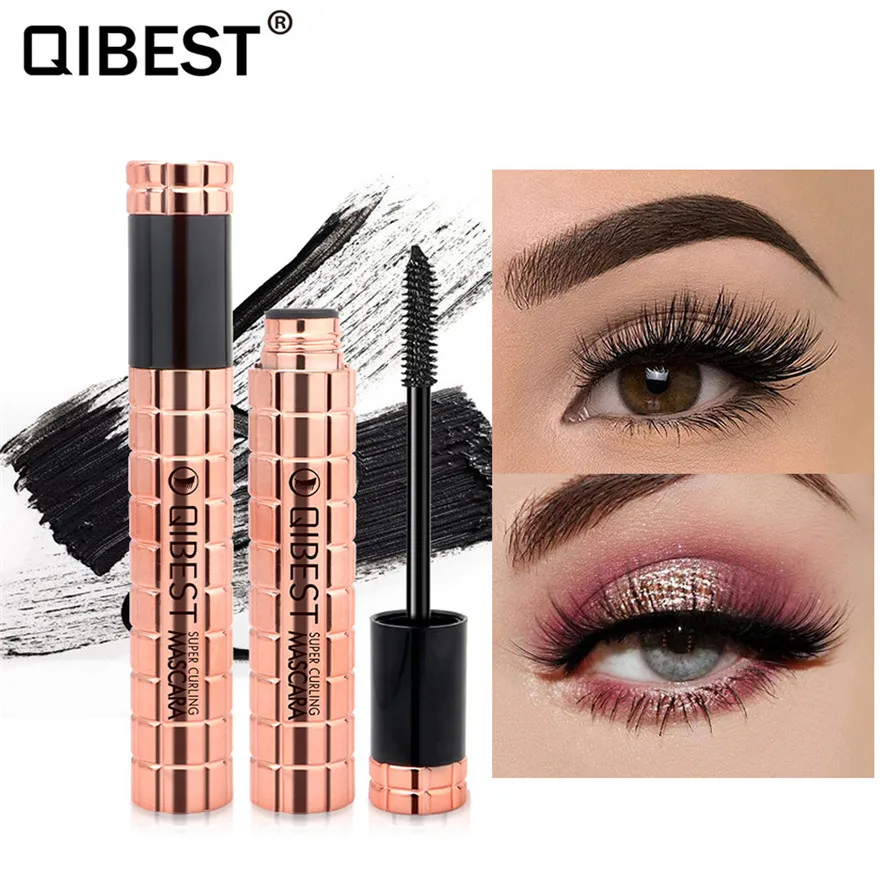 

QIBEST 1PC Waterproof 4D Silk Fiber Lash Mascara Black Waterproof Makeup Eyelash Long Curling Mascara Eye Lashes Extension