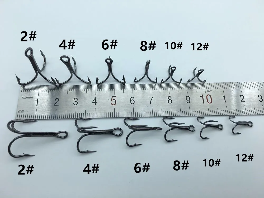 500 шт./лот Тройной Крючок Рыболовные Крючки из высокоуглеродистой стали заточенный Размер 2#4#6#8#10#12