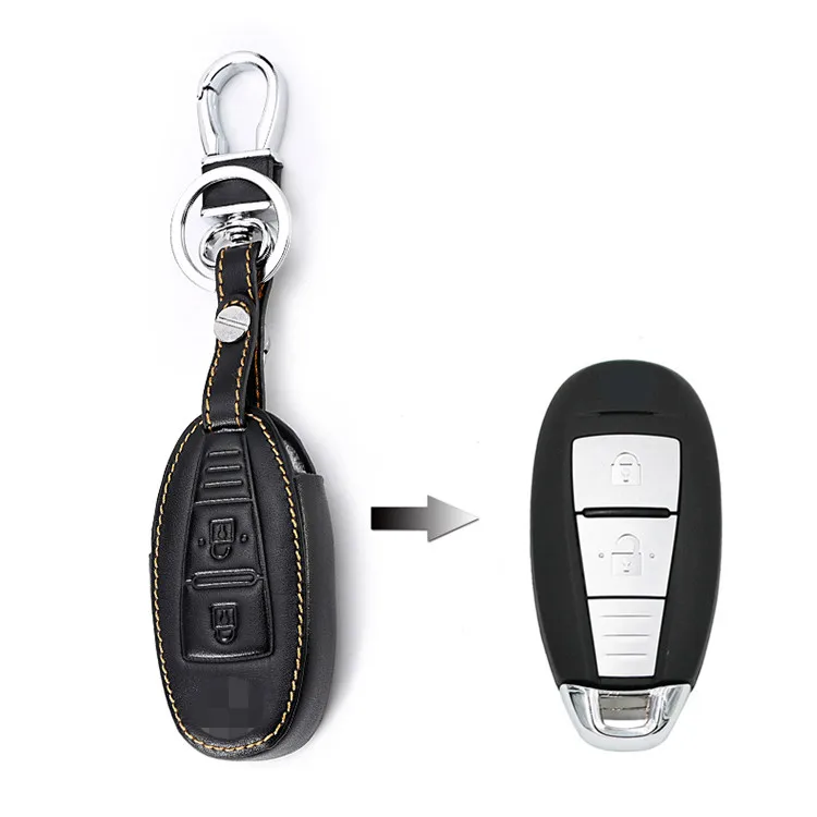 

3 Button Leather Car Remote Key Fob Shell Cover Case For Suzuki Vitara Swift Ignis Kizashi SX4 Baleno Ertiga S-Cross Smart Key
